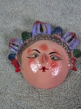 Folk Art Coconut Shell Face